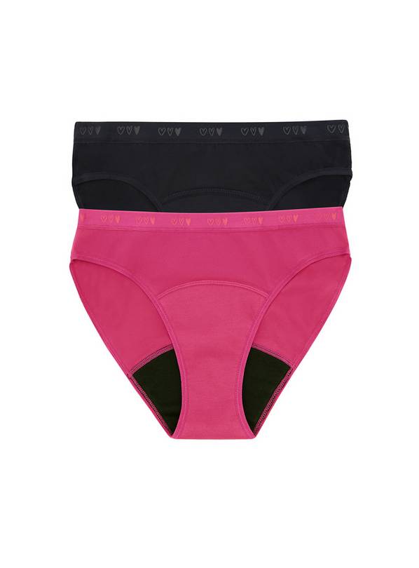 LOVE LUNA Girls 2 Pair Pack Period Bikini Brief Black & Boysenberry 11-12 years